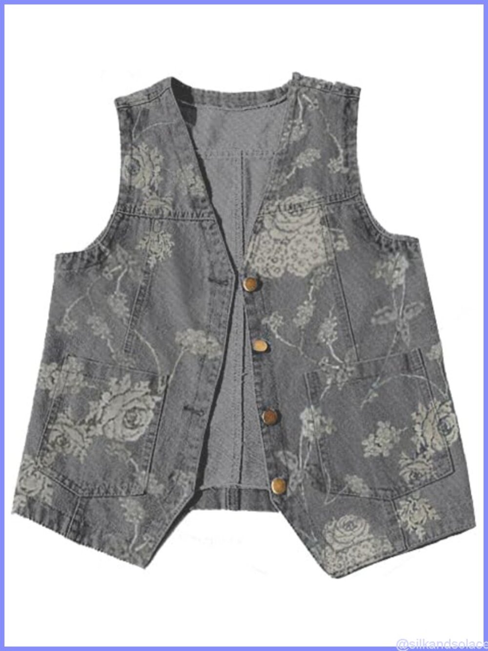 Womens Casual Denim Jean Vest V Neck Button Front Sleeveless with Pockets